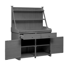 Christopher Knight Home Belfast 65"H Outdoor Potting Bench Table, Fir Wood Potting Table, Large Gardening Workstation with Storage Shelf, Garden Tools Shelf with Drawer and Cabinet for Backyard, Gray