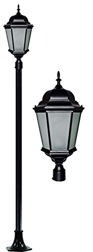 DABMAR LIGHTING GM2301-FROST-B Post Fixture W/Frosted Glass 120 Volts, Black