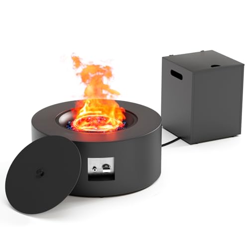 Dineli 30" Round Propane Fire Pit Table Firepit Table for Outside Patio