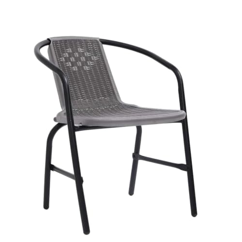 HGKMBRY 8-Piece Stackable Outdoor Armchairs with Plastic Rattan and Steel Frame, 242.5 lb Capacity Patio Seating Set for Garden