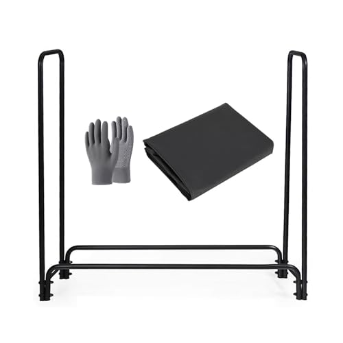 bleslin Outdoor Firewood Rack with Waterproof Cover, Vent, and Handle - Firewood Storage Shelf for Patio, Backyard, Balcony(122 * 35 * 122cm)