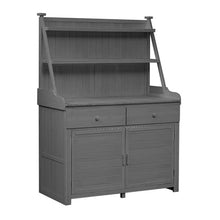 Christopher Knight Home Belfast 65"H Outdoor Potting Bench Table, Fir Wood Potting Table, Large Gardening Workstation with Storage Shelf, Garden Tools Shelf with Drawer and Cabinet for Backyard, Gray