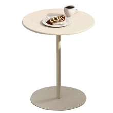 Round Coffee Table Modern Cocktail Pub Table for Small Space Breakfast Dining Area, Metal Frame Bar Tables for Living Room Dining Room Bedroom, Beige(White,A-60x60x104cm)