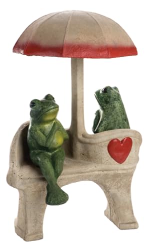 Solid Rock Stoneworks Frog & Love Seat Concrete Statue, 28" Tall, Life Like Color