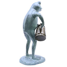 Green Vista Water Gardens Freddie the Frog with Watering Can Outdoor Garden Statue Aluminum Sculpture for Indoors, Patio, and Yard