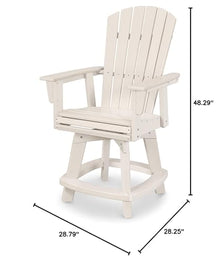 POLYWOOD® Nautical Curveback Adirondack Swivel Counter Chair in Sand