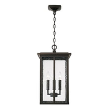 Capital Lighting 943844OZ Barrett Antiqued Glass Rectangular Outdoor Hanging Lantern, 4-Light 240 Total Watts, 21" H x 12" W, Oiled Bronze