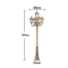 200Cm 5-Lights Garden Glass Lantern Street Lamp Vintage Outdoor Waterproof Lawn Light Landscape Path Lighting Road Column Light European Traditional E27 Pillar Post