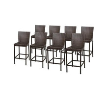 Afuera Living Contemporary Polyethylene Wicker Barstools with Back - Set of 8