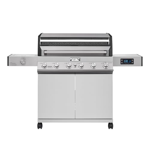 Monument Grills Denali Series, 6+1 Convertible Natural Gas Smart bbq Grill, 6 Burners & 1 Side Burner Stainless Steel Denali 605 with Smart Technology, Knob Controls (Without Conversion Kit)