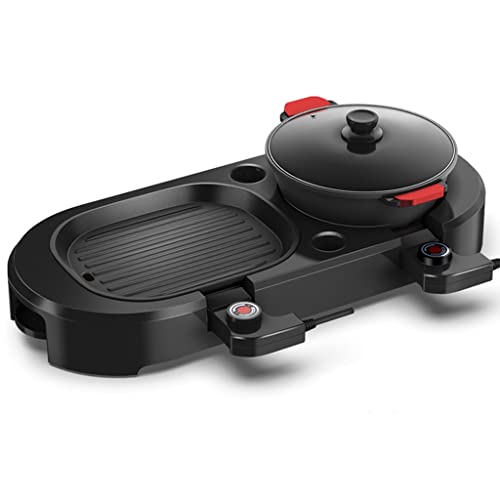 YYDS Hot Pot Separable Electric Hot Pot Barbecue Integrated Multifunctional Barbecue Plate Non-Stick Barbecue Grill Electric Grill (Color : Round Pot)