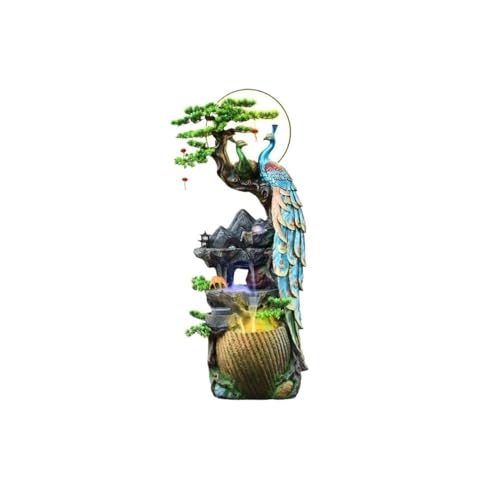 Outdoor Water Fountain Water Fountain Decor, Peacock with LED Glass Color Changing Globe, for Home/Office, Living Room Decorative Fountains(Large)