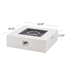 Christopher Knight Home Yuna Outdoor Propane Fire Pit Table with Lava Rock, No Assembly MGO Tank Table for Patio/Deck, 50000 BTU, Square Tabletop Fire Pit Outdoor, Patio Fire Table, White