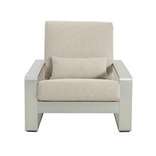 Christopher Knight Home Aspen Aluminum Outdoor Club Chair Set of 2, Lounge Chair Outdoor with Cushions, Indoor Metal Accent Chair, Tilt Backrest Recliner for Backyard, Garden, Balcony, Silver+Beige