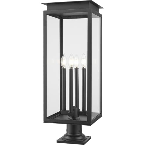 Z-Lite 5018PHBR-533PM-BK Nova - 4 Light Outdoor Pier Mount-29.5 Inch Tall and 10.5 Inch Wide