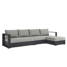 Modway Tahoe Modular Aluminum 3-Piece Outdoor Patio Furniture Gray, Right-Facing Sectional Sofa Set with Weather-Resistant Cushions, Ideal for Deck, Backyard, Poolside
