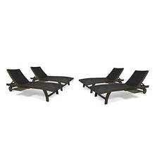 Great Deal Furniture Outdoor Wicker and Wood Chaise Lounge Set of 4 Gray