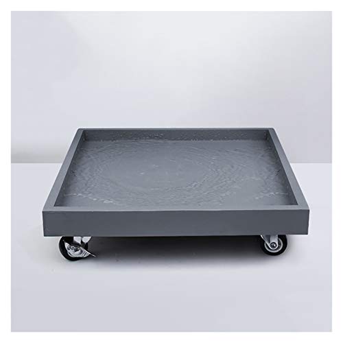 BSNANCA Square Plant Caddy with Wheels for Easy Moving and Drainage Resin Flower Pot Stand with Caster Wheels Garden Plant Trolley Tray for Indoor and Outdoor Use (Grey 28cm)