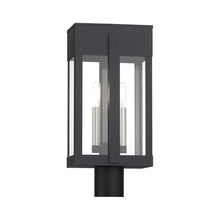 Livex Lighting, 28964-04, Berksford Collection, 2 Light Black Large Outdoor Post Top Lantern with Brushed Nickel Candles and Clear Glass