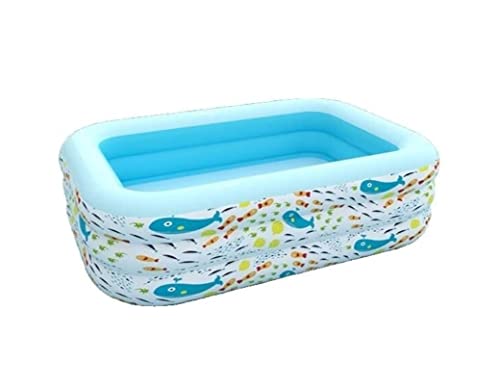 Inflatable Pool Family pool Automatic Inflatable Swimming Pool 3 Ring Rectangular Paddling Pool Thickened Family Lounge Pool For Adults Summer Water Party ( Color : Blue , Size : 185*125*60cm )