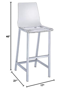 Benzara Modern Stool Clear/Silver