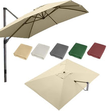 DSWMY 10' X 13' Cantilever Parasol Replacement Fabric Rectangle 8 Ribs Garden Umbrella Canopy Replacement Cloth, Large Patio Parasol Top Cover Anti-UV(Khaki)