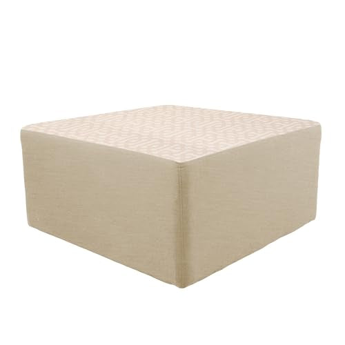 FDP 36" Square Oversized Outdoor Ottoman Featuring Sunbrella Two-Tone - Weather-Resistant, Fade-Resistant, Fully Assembled Patio Furniture for Backyard or Poolside Seating, 18" H - Flax/Sand