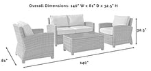 Crosley Furniture Bradenton 4-Piece Outdoor Loveseat Patio Furniture Set Brown with Sand Cushions