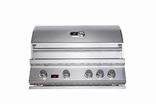Bonfire 34-inch 4 Burner Built-in Propane Gas Grill with Rear Infrared Burner and Rotisserie Kit for Outdoor Kitchen BBQ Island, 304 Stainless Steel, CBB4-LP
