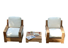 WholesaleTeak Leveb 3 Pc Lounge Chair Set with Cushions in Canvas White