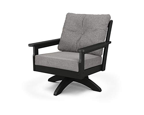 POLYWOOD® Vineyard Deep Seating Swivel Chair in Black/Grey Mist