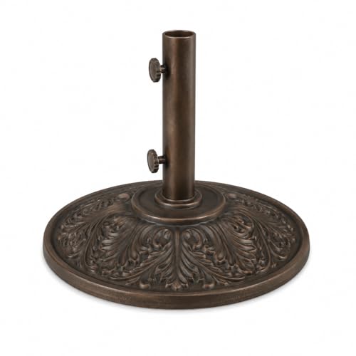Treasure Garden 50 lb Art Deco Market Umbrella Base – Bronze Auminum Shell with Cast Iron Core – Fits 1.5 Inch Poles