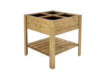 Tierra Garden Square Four Section Raised Bed with Shelf 32" W x 32" L x 9.5" Deep, Overal Height 35"