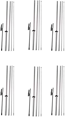 Global Advertising Solutions Feather Flutter Flag Telescoping fibreglass Hardware, Three 4 Piece 14ft fibreglass Carbonfiber Flexible Pole tip Kits with Heavy Duty Metal Ground Spikes Stakes (Pack 6)