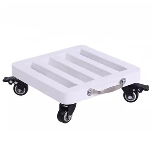 SDVantage Movable Flower Pot Stand Square Flower Pot Mover Planter Pallet Dolly with Wheels,Iron Wrought Rolling Plant Stand Heavy-Duty Plant Dolly Roller Base,White-40Cm