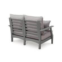 Covi Outdoor Loveseat w 2 Pillows, Foam Fill Nuvella Cushions, Gray 54 Inch