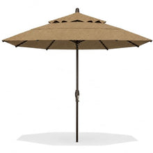 Treasure Garden 11ft Double Wind Vent Patio Umbrella – Outdoor Market Umbrella – Deluxe Auto-Tilt – Bronze Aluminum Frame (Sunbrella, Heather Beige)