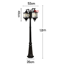 PAOOPA Outdoor LED Street Light, Double Head Landscape Light, Courtyard Pole Light for Fence Deck or Patio,1.8m