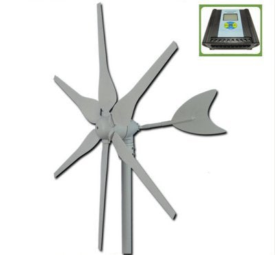 GOWE 300W wind generator for marine&land, 6 PCS blades wind turbine generator+wind/solar hybrid controller(LCD display)