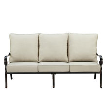 Oakland Living Black Aluminum Patio Deep Seating Outdoor Sofa Couch with Light Grey Cushions