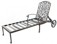Elizabeth Outdoor Patio 2 Single Chaise Lounges Cast Aluminum Dark Bronze, Walnut Color
