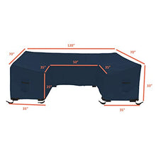 Patio U Shape Sofa Cover 12 Oz Waterproof - 100% UV & Weather Resistant Customize Outdoor sofa Cover with Air Pockets and Drawstring with Snug Fit (33" H x 120" W x 35" D, Blue)