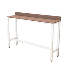 Yclty Outdoor Bar Table, Patio Pub Height Table with Anti-Fall Baffle, All-Weather Bar Height Counter Table, Narrow Dining Table for Hot Tub, Garden & Backyard(Color:White+Wood,Size:L-47.2in)