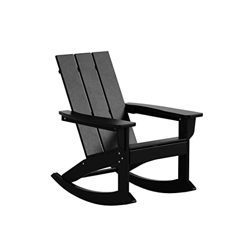 WO WESTIN OUTDOOR Modern 5 PCS HDPE Patio Rocking Chair Set Black