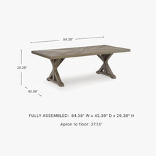 Signature Design by Ashley Carmel Bay Casual Weather and Rust Resistant Outdoor Dining Table with Porcelain Tabletop and Umbrella Hole, Grayish Brown