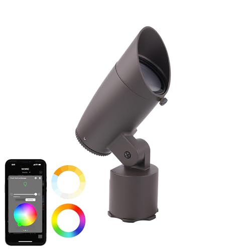WAC Lighting LED 12V Colorscaping Smart App Controllable Landscape Lighting with RGBWW Color Changing and Tunable White Accent 15W Spot Light with Adjustable Beam Angle in Bronze