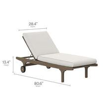 Modway Saratoga Teak Wood Set of 2 Chaise Lounge Chairs and Side Table in Weathered Gray White - 3-Piece Outdoor Furniture Set