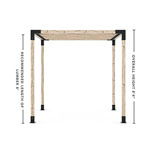 TOJAGRID Pergola Kit for 4x4 Wood Posts with KNECT 2x4 Top Rafter Brackets Black