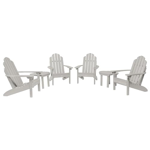 highwood Classic Westport Adirondack 6pc Set, Includes 4 Adirondack Chairs and 2 with Side Tables, Harbor Gray