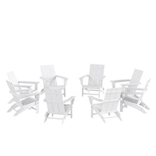 WestinTrends 8-Piece Modern Poly Folding Adirondack Chair Set White